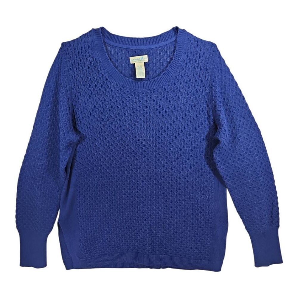 CARIBBEAN JOE Womens Royal Blue Cotton Loose Cable Knit Sweater XL
